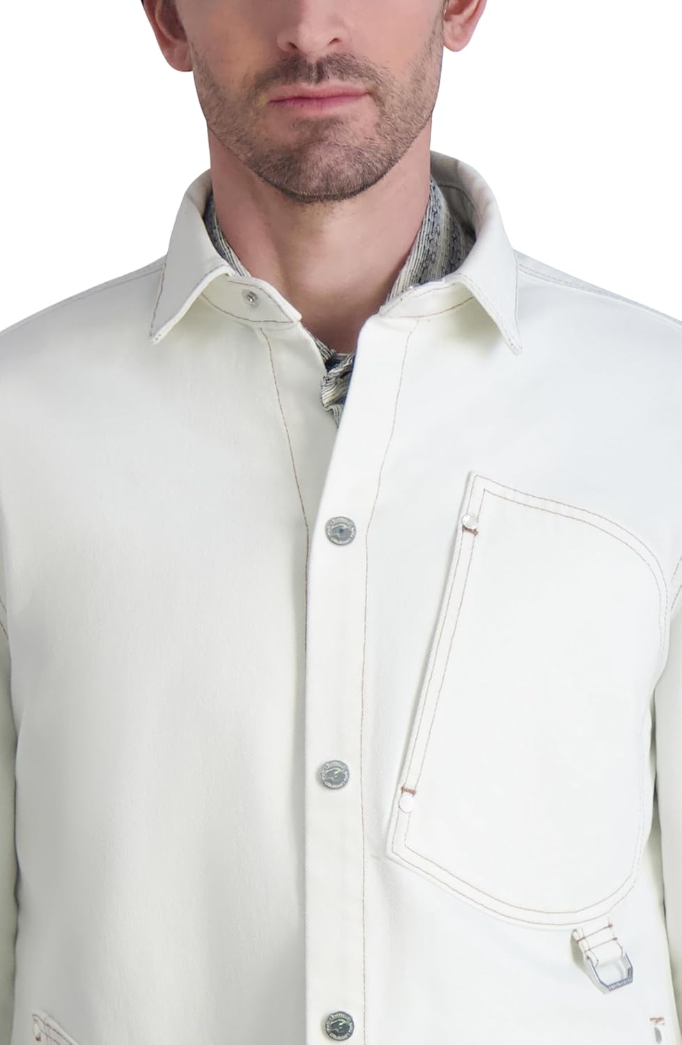 KARL LAGERFELD mens Assymetric Pockets Jacket Denim Jacket - Image 5