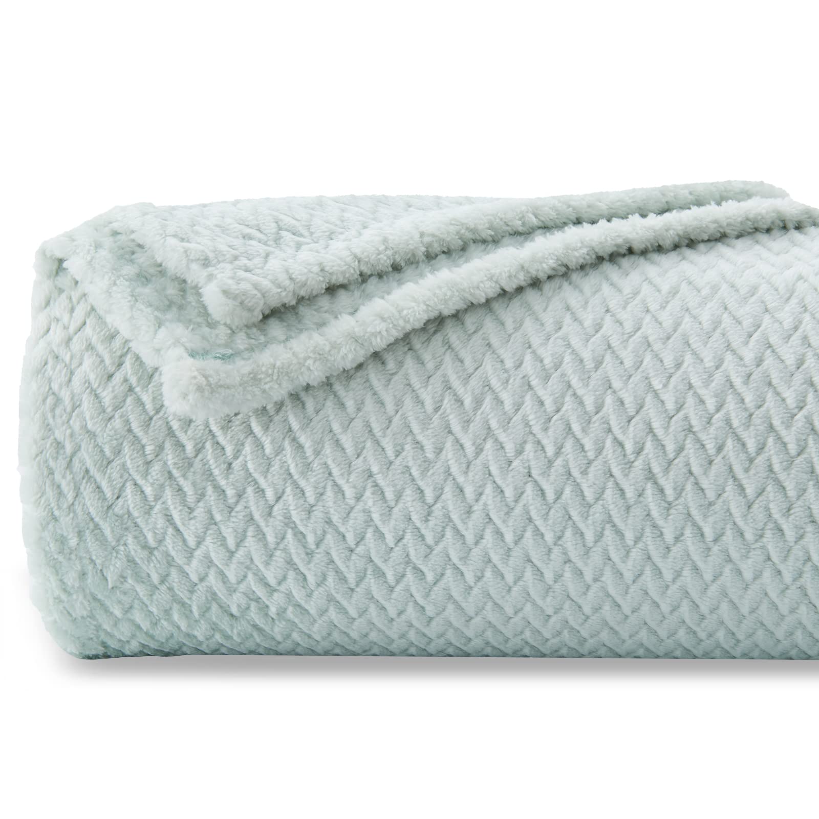 NEWCOSPLAY Super Soft Throw Blanket Mint Premium Silky Flannel Fleece Leaves Pattern Lightweight Bed Blanket All Season Use (Mint, Throw(40"x50"))