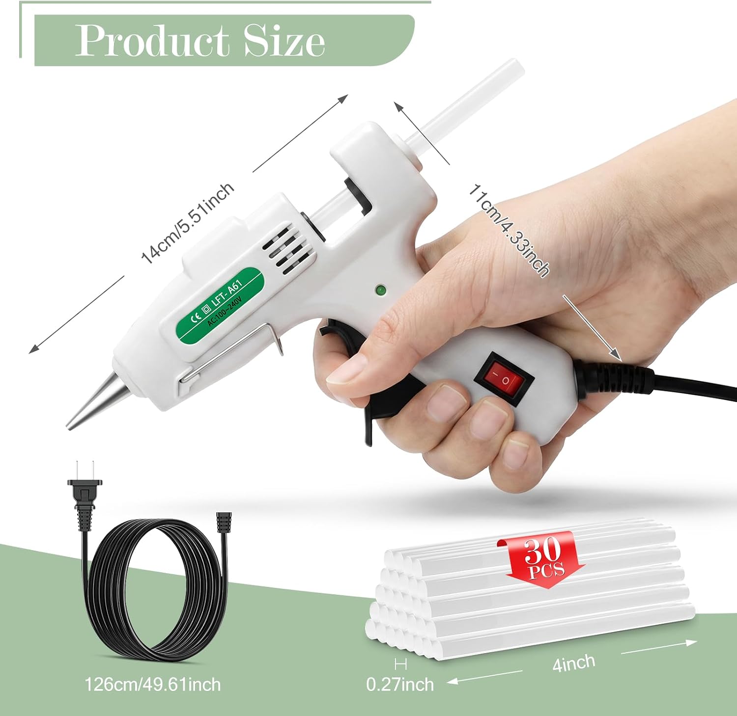  Mini Hot Glue Gun Kit with 30 Glue Sticks 20w Fast Preheating | Hot Melt High Temp hot glue gun, Anti-Drop Precision Nozzle, for School Crafts DIY Arts, Quick Home Repairs - White thumbnail