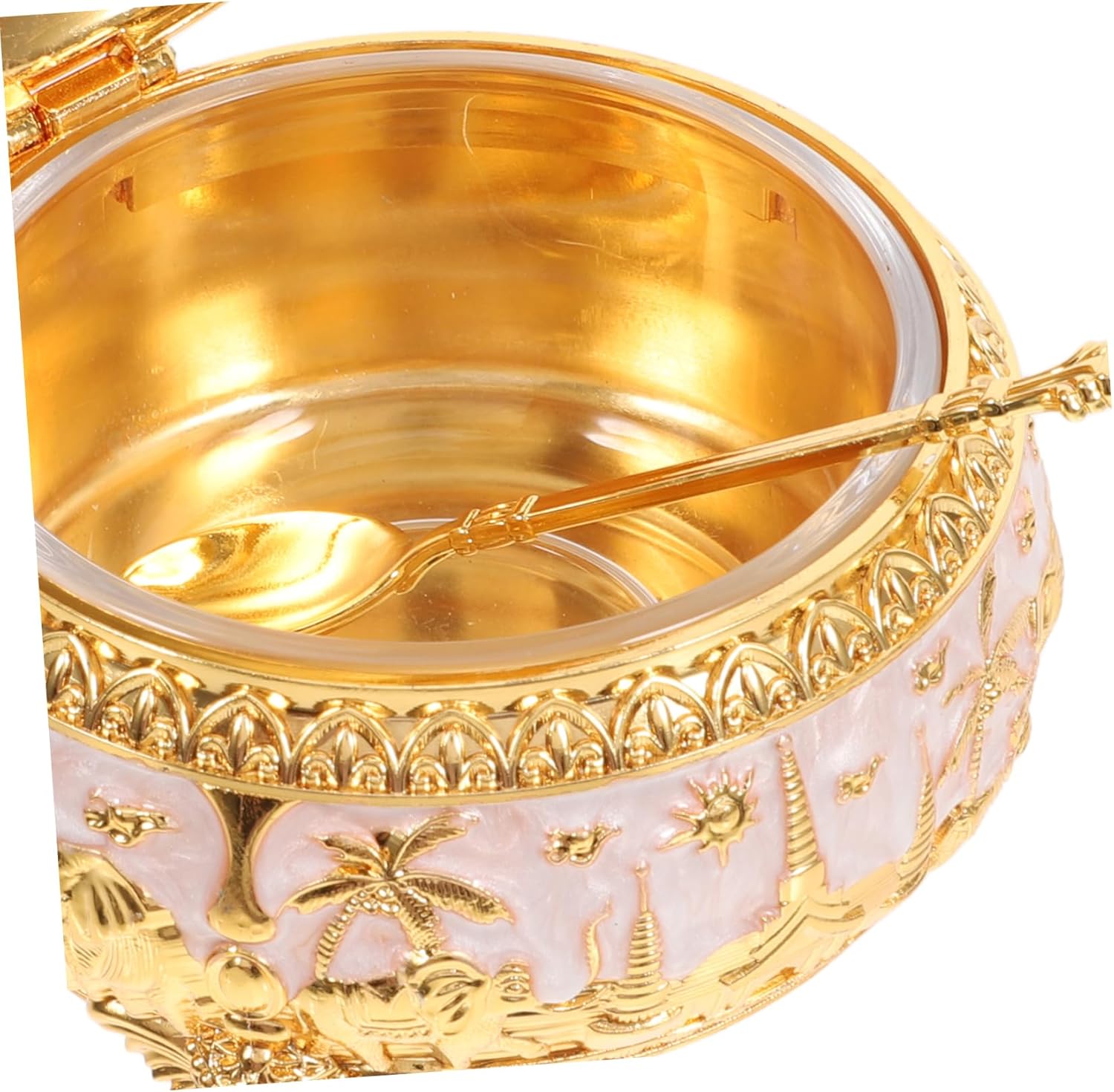 Gatuida Zinc Alloy Sugar Jar with Lid and Spoon Minimalist Seasoning Storage Container for Sugar Salt and Condiments Decorative Kitchen Canister for Functional Home Decor