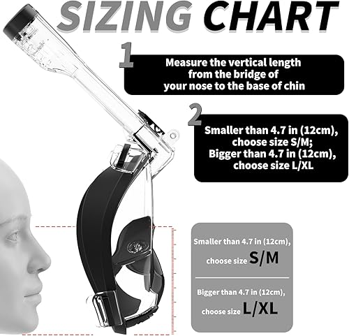 Miniatura 7 de Full Face Snorkel Mask Adults with Ear Pressure Equalizer, Fully Enclosed CO2 Outflow, Silicone Bonding Anti-Leak&Fog,Buckle Folding for Portability