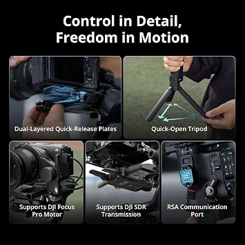DJI RS 5 Combo 3-Axis Handheld Camera Gimbal Stabilizer for Mirrorless Cameras with Quick-Release Plate, Grip Tripod, Extended Battery Runtime, Wireless Microphone Set & USB Wall Plug
