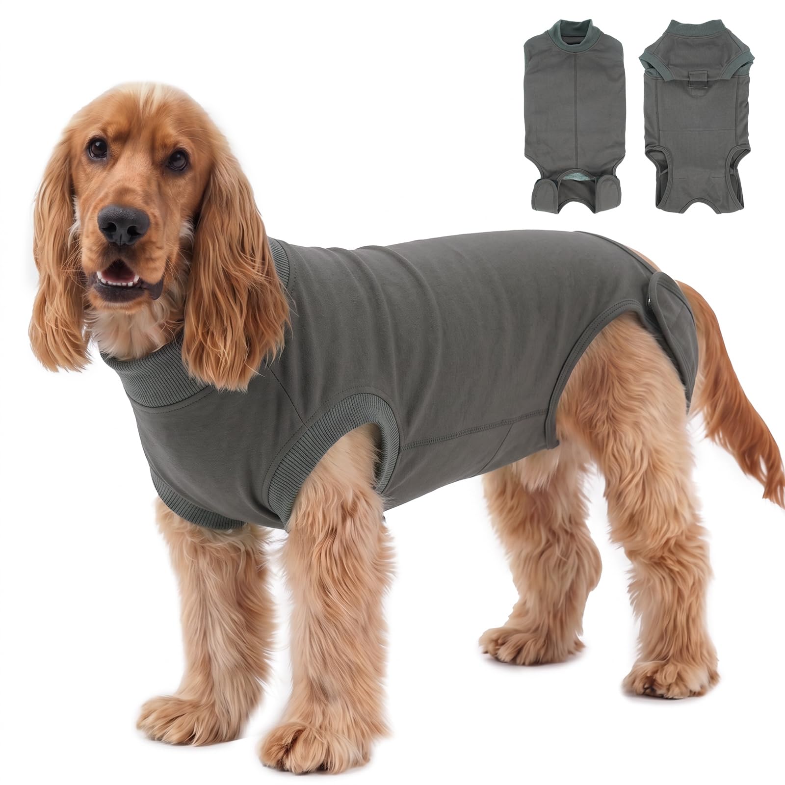 PUMYPOREITY Male Dog Surgical Recovery Suit, Dog Wound Suit, Nursing Vest After Spaying Operation(Dark gray, M) — image 1