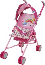 Baby Alive Doll Stroller with Canopy & Safety Harness, Pink & Rainbow, Foldable for Travel, Fits…