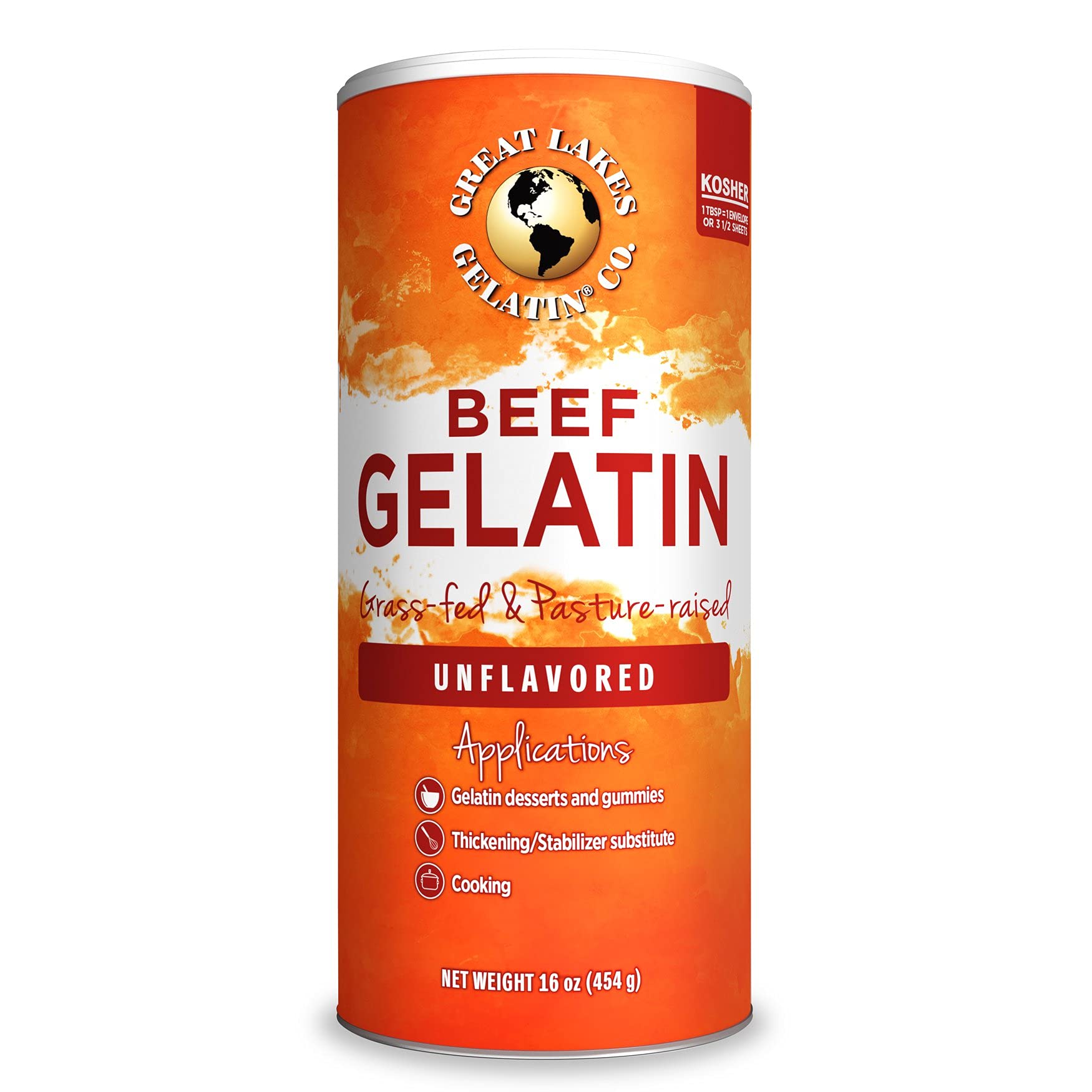 Great Lakes, Beef Gelatin, 16 Oz Can Kosher, PaleoFriendly, Keto