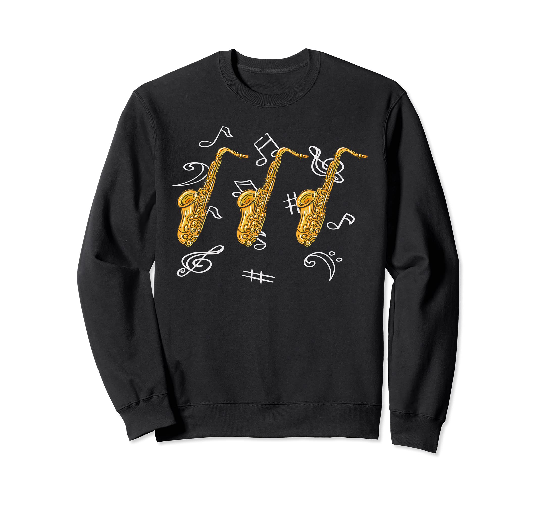 Saxophonist Jazz Musician Music Notes Sax Saxophone Sweatshirt, Black