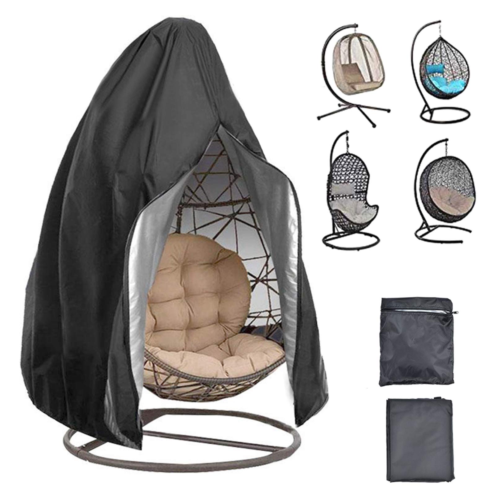 Ejoyous Hängesessel Abdeckung, Swing Egg Chair Cover mit Reißverschluss Schwingsessel Hängekorb Hängestuhl Schutzhülle Wasserdicht UV-Anti Winterfest Schutzhülle Gartenmöbel