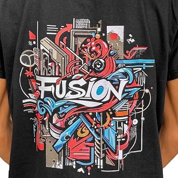 Buy FLASHY FUSION Black Fusion Graffiti Printed T-Shirt for Men
