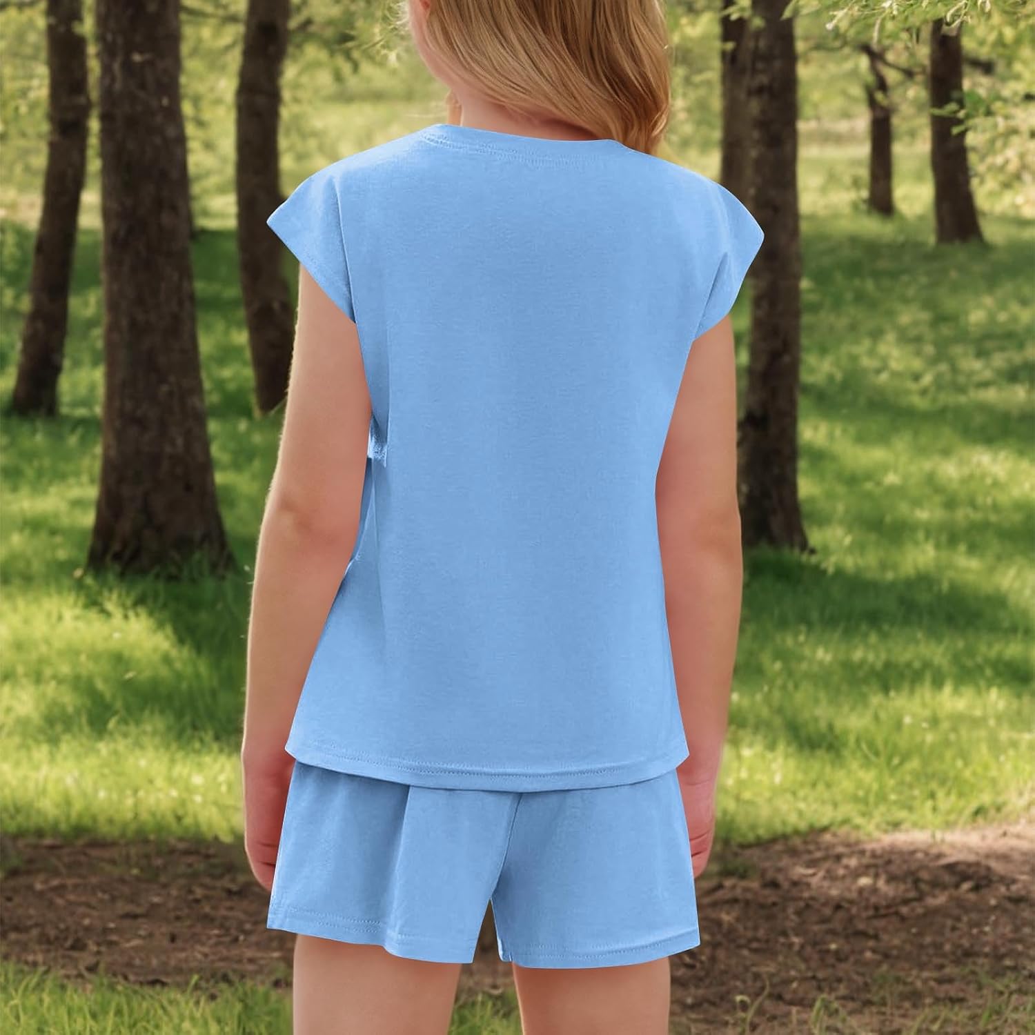 Girls Summer Clothes 2 Piece Outfits Short Sleeve T Shirt Elastic Waist Shorts Lounge Set Kids Trendy Tracksuit