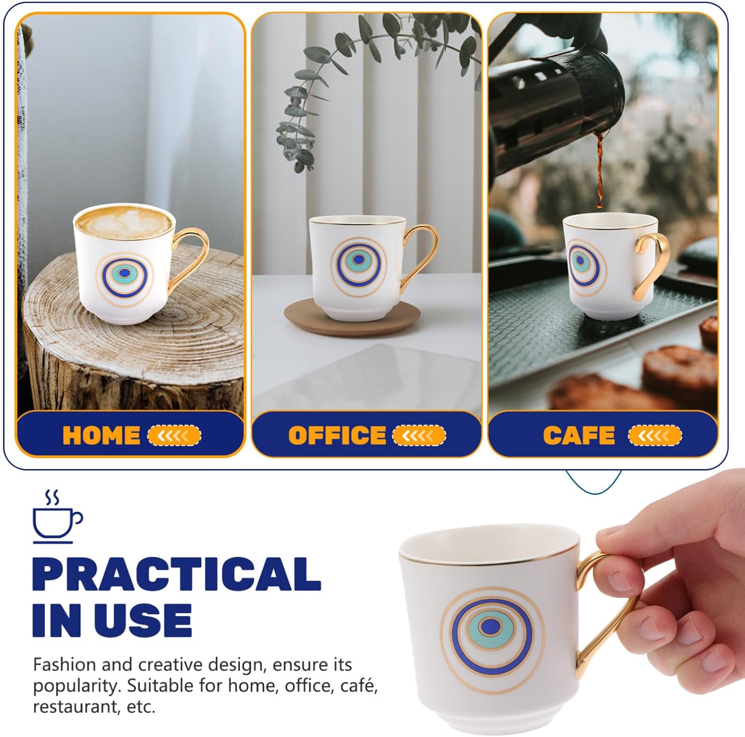 Hand-painted Ceramic Eye Mug Chic Eye Coffee Cup for Home Office More for Milk Tea Juice Unique Present for Friends Family - Image 4