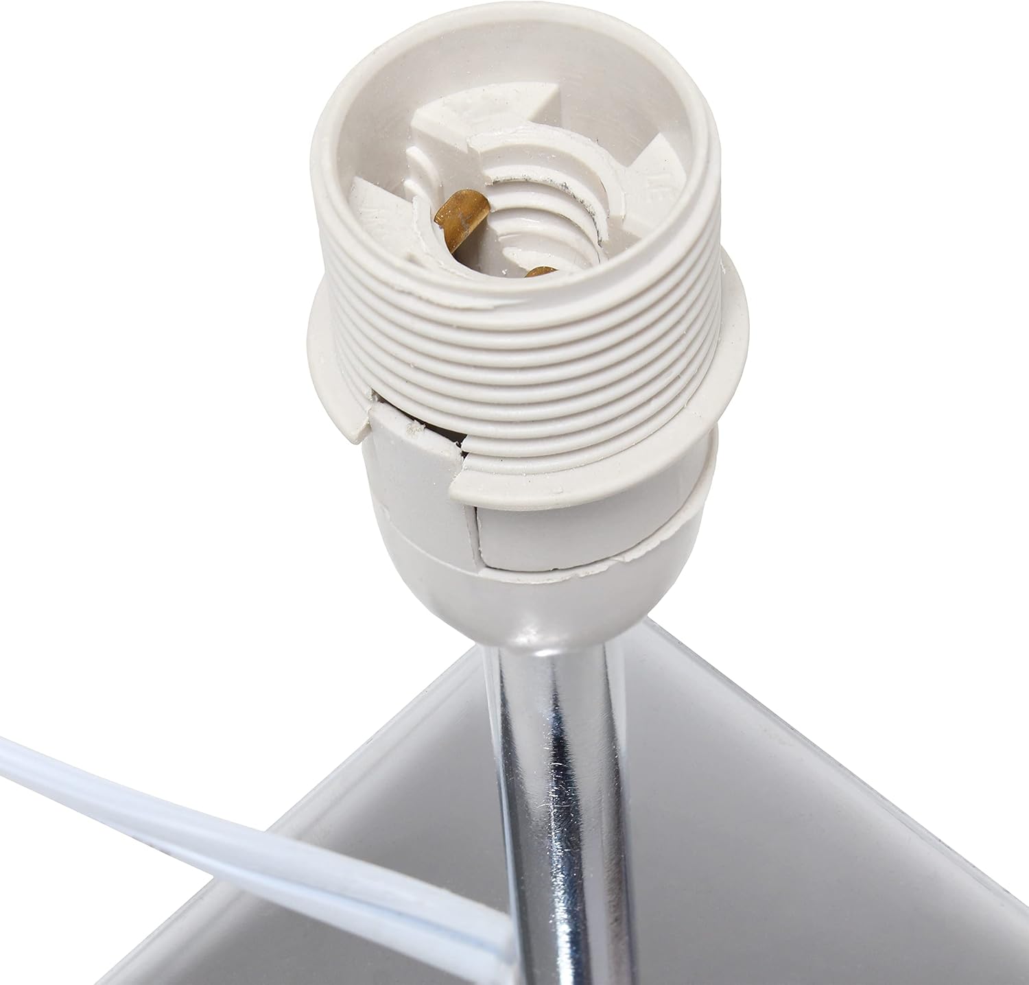 Simple Designs LT2062-WHT Mini Chrome Table Lamp with Squared Empire Fabric Shade, White (Pack of 24)