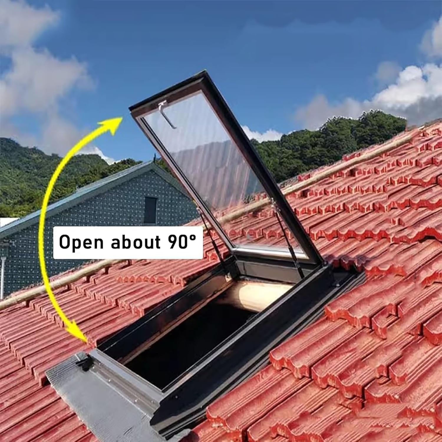 Roof Window Skylight - Manual Venting Multi-Angle Attic Window for Sloped Flat Roof Lighting