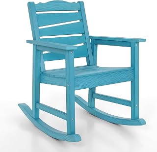 Outdoor Rocking Chair for Adults, 400lbs Capacity, Weatherproof | HIPS Material, Wide Seat Adds Extra Comfort Patio Rocking Chairs for Backyard Lawn Garden, Lake Blue