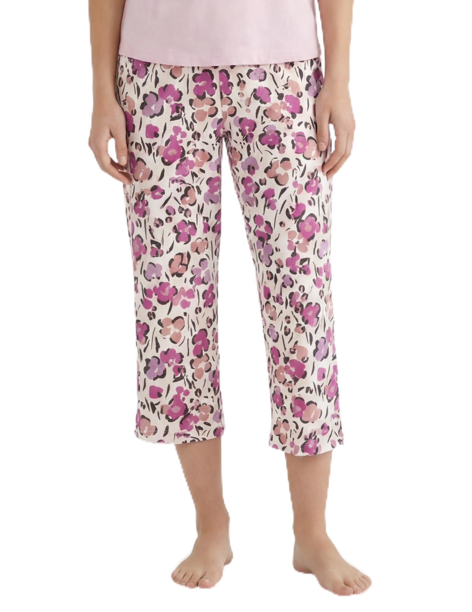 HUE Women's Summer Vacation Pajama Separates, Soft, Whimsical Print Pjs with Tropical Beach Themes, Flip Flops, Cocktails
