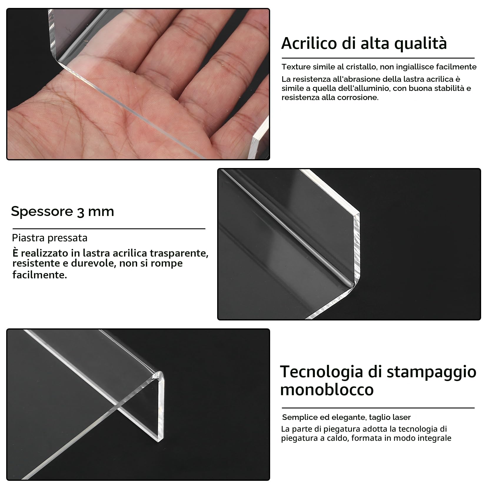 9 Pz Alzate di Display in Acrilico, Alzate per Espositori Gioielli, Espositore Vetrina in Trasparente, Scaletta Esposizione per Display, Figure, Buffet, Cupcakee, Modellismo