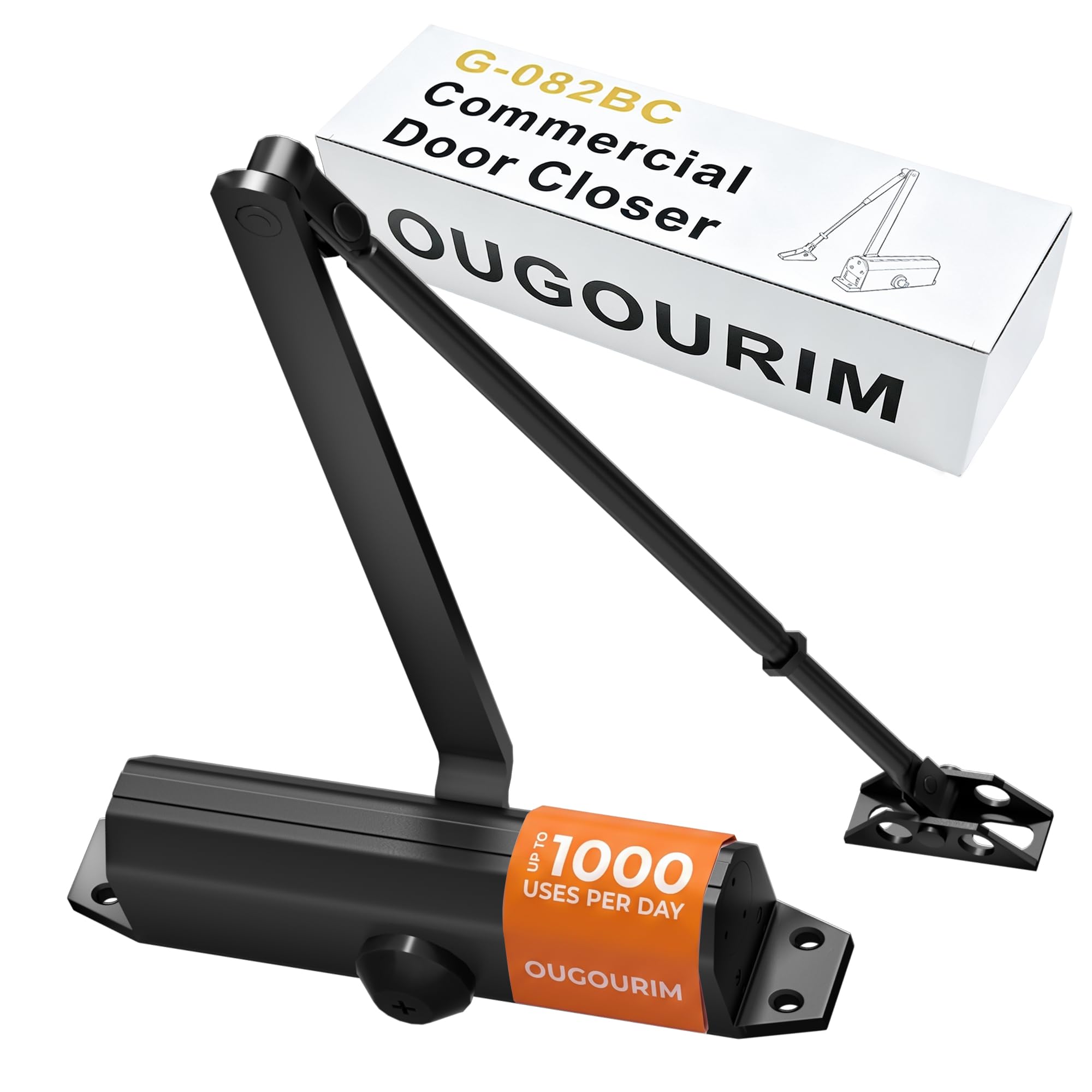 Ougourim Door Closers Commercial Heavy Duty Automatic Door Closer Residential Grade 3 Spring Hydraulic Door Closer, 6.88" x 1.5" Small, Black — Amazon image 11