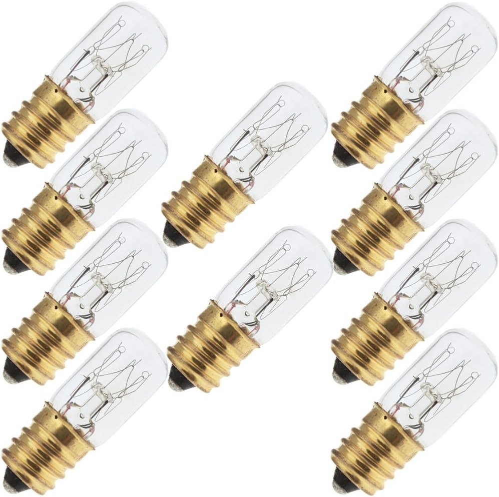 15T4C-S 130V (1 1/2"), 15 Watt, T4, Candelabra Screw (E12) Base Tubular Light Bulb (10 Bulbs)