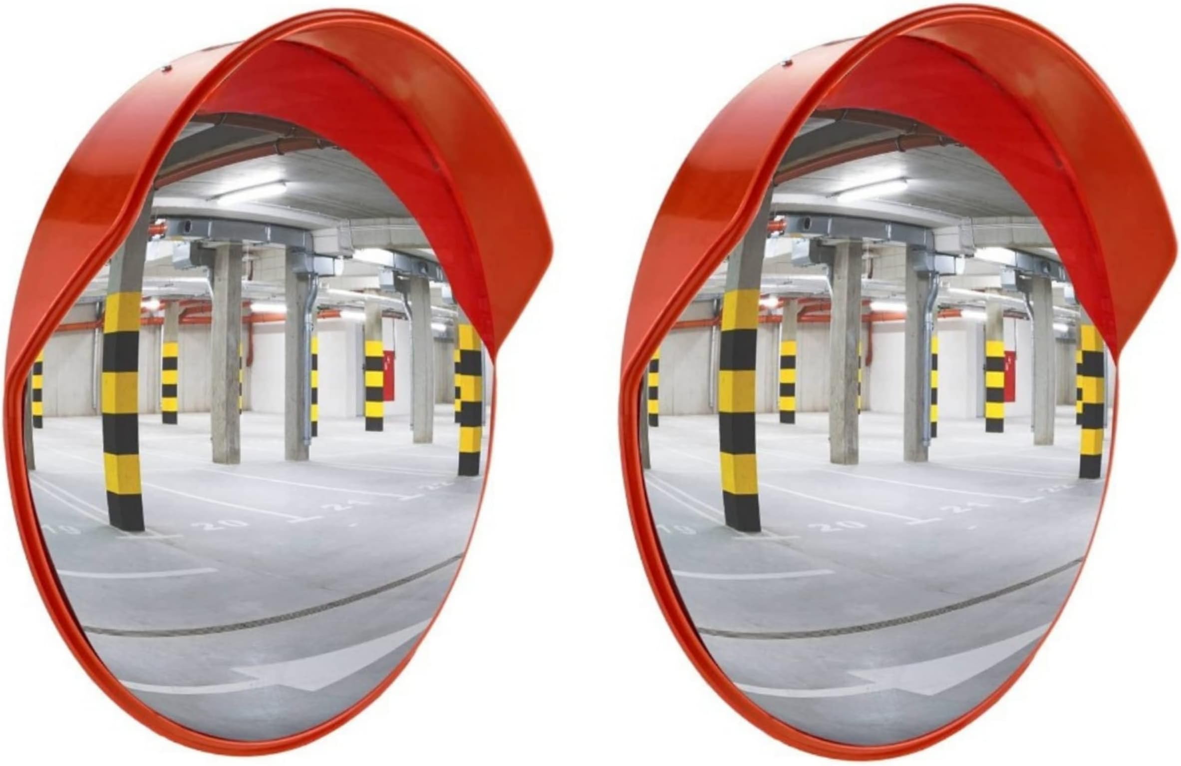 ABS INDUSTRY Convex Safety Mirror 24 Inches/60 cms Polycarbonate Traffic Mirror Unbreakable Round Wide-Angle Driveway Mirror, With Adjustable Brackets and Nuts Bolts For Installation (Pack of 2)