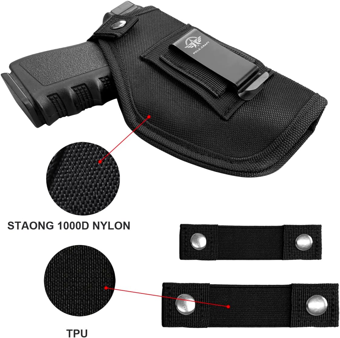 IWB/OWB Pistol Holsters Fit:Glock 19 17 26 43/G2C G3C/Sig P320/M&P 9mm 40/45/380 /Security 9/Hellcat (Black, Right/Left Hand Draw (IWB/OWB)) - Image 4