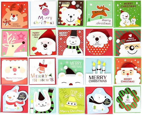 Miniatura 1 de 20 mini tarjetas de Papá Noel con sobre para niños, tarjetas de Navidad plegables para niños, tarjetas de felicitación de Feliz Navidad, Navidad,