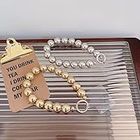 Vista 5 de Correa de muñeca para teléfono celular, pulsera de cuentas acrílicas, cadena de teléfono con pestañas de amarre para teléfono, llavero de lujo hecho