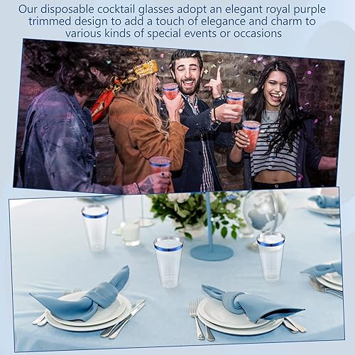 Miniatura 5 de Patelai 100 vasos de plástico de 16 onzas desechables con borde resistentes, copas de vino para Navidad, invierno, cumpleaños, cerveza, degustación,