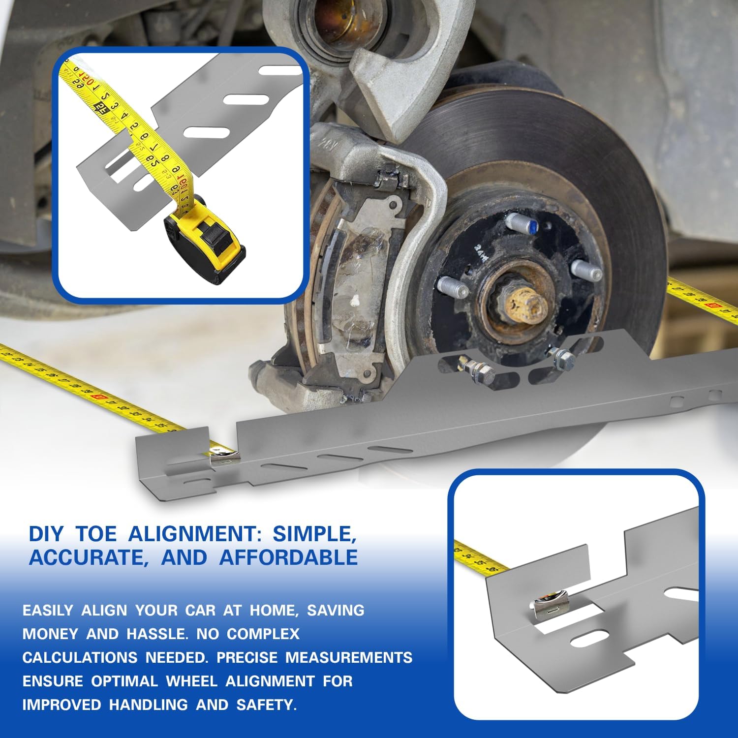 2-Pack Wheel Alignment Tool with Tape Measures and spirit level，Heavy Duty Toe Alignment automotive kit，Stainless Steel Alignment Plate，Accurate Wheel Alignment Measurements for Car/Truck/SUV