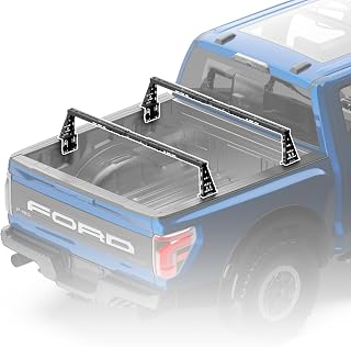 ADIOFFROAD Universal Adjustable Truck Bed Cross Bars - No-Drill Install for Tacoma, F-150, Silverado, 600lbs Capacity