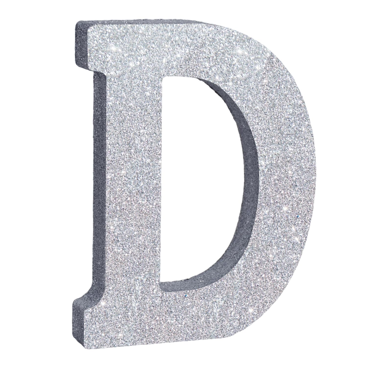 TONIFUL 8 Inch Silver Glitter Letter D Table Centerpiece A-Z Silver Birthday Party Decorations,Silver Alphabet D for Birthday,Chrismas,Graduation,