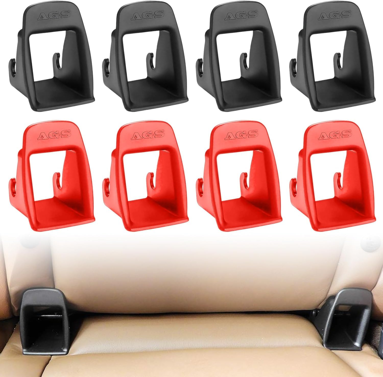 8 Piezas SóLido Anclajes Isofix Universal, Durable Adaptador Universal para Cinturón, Seguridad Adaptador Isofix, Apto para VehíCulos con Asientos Libres Más Altos Que Maletero (Rojo/Negro)