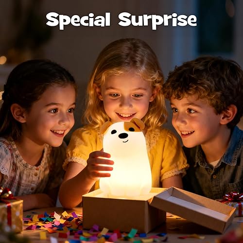 Miniatura 6 de Luz nocturna blanda para cachorros con modo RGB, 3 brillos ajustables, luz nocturna para lactancia materna, linda y novedosa lámpara de perro