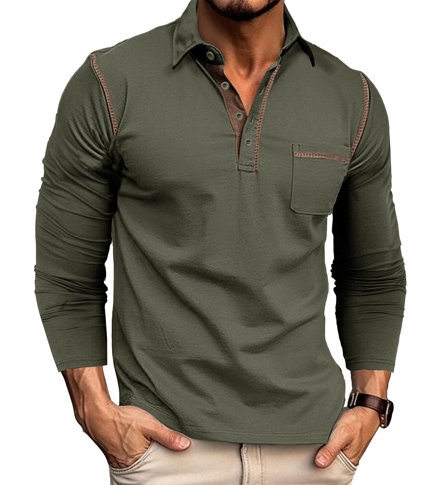 Poloshirt Herren Langarm Polo Shirt Langarmshirt Herren Baumwolle