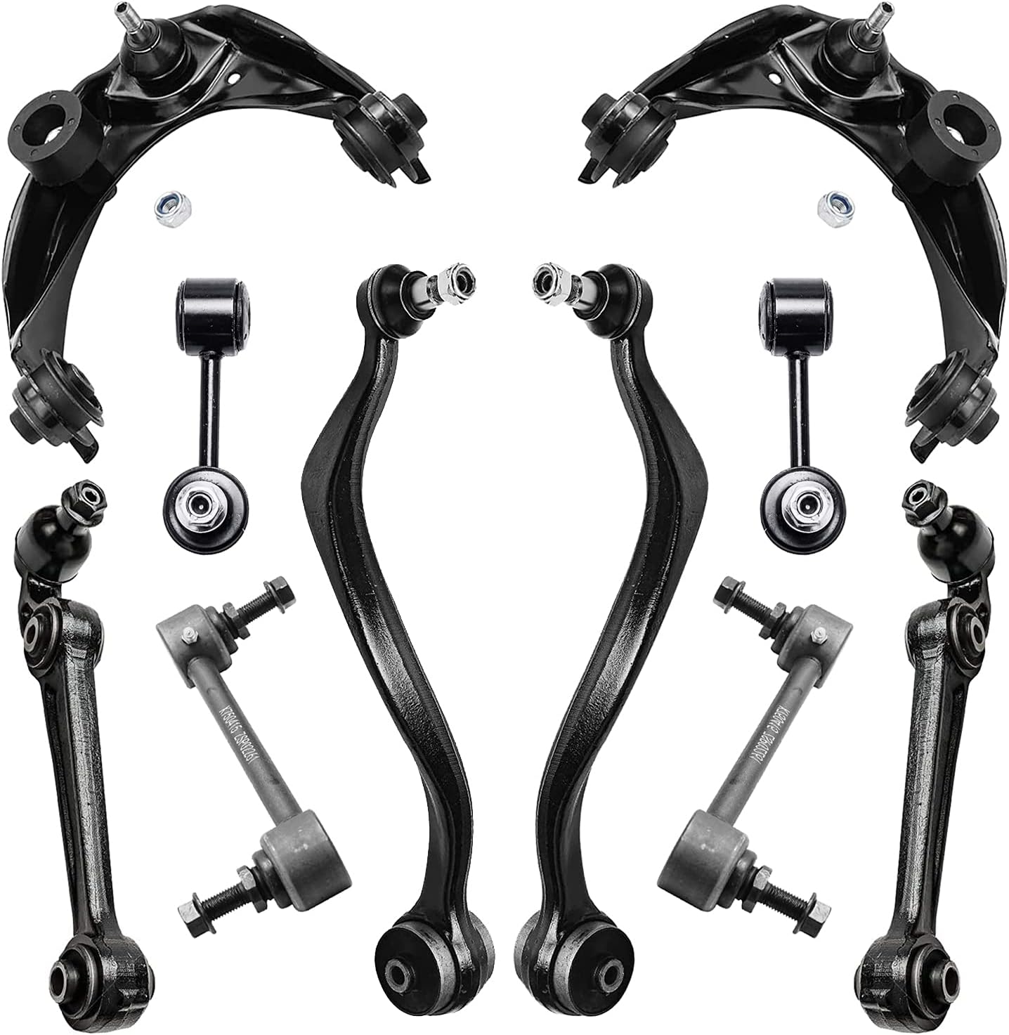 Detroit Axle - 10pc Front End Suspension Kit for 2010-2012 Ford Fusion 2009-2012 Lincoln MKZ 2010-2011 Mercury Milan 6 Upper Lower Control Arms w/Ball Joints 4 Front & Rear Sway Bars Replacement