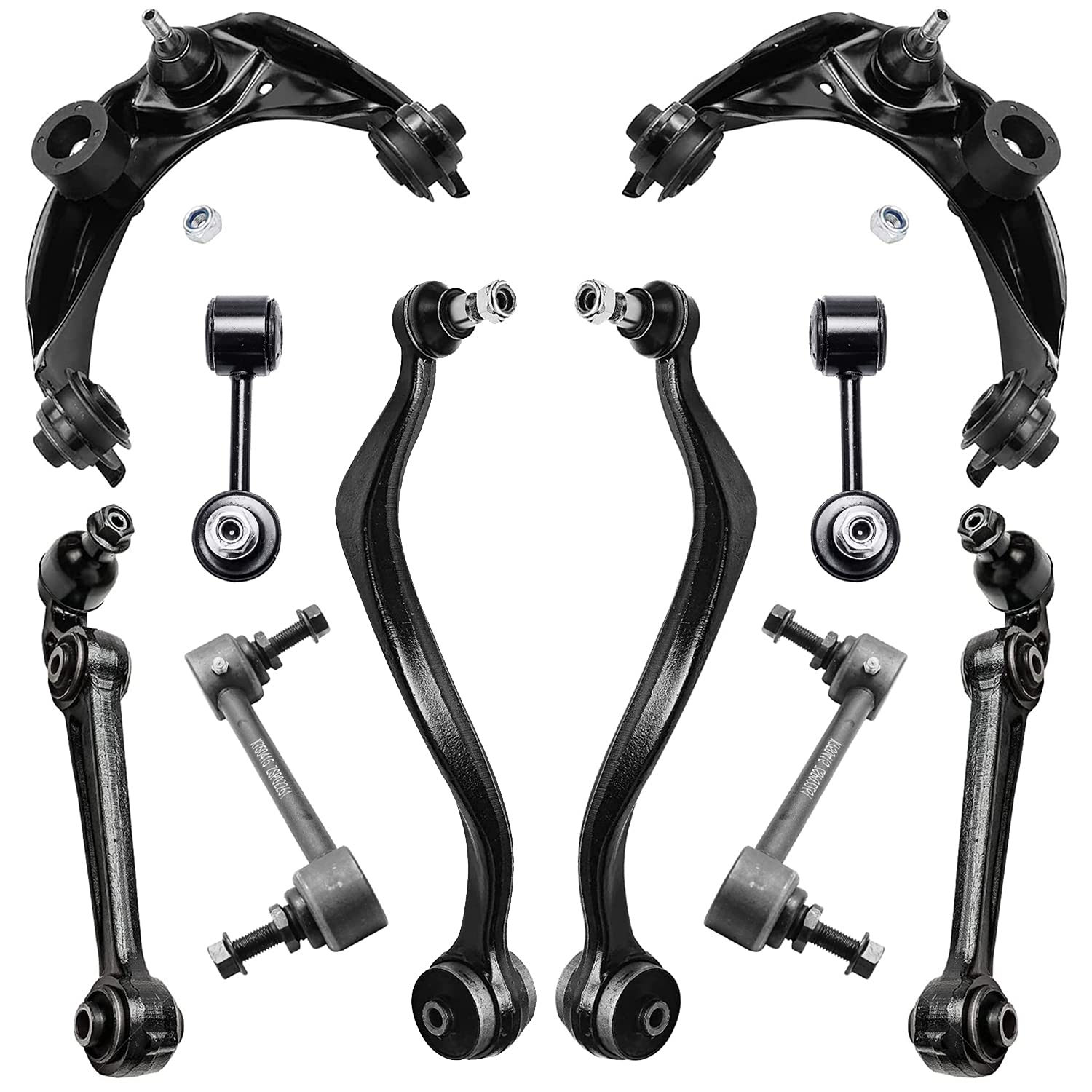 Detroit Axle - 10pc Front End Suspension Kit for 2010-2012 Ford Fusion 2009-2012 Lincoln MKZ 2010-2011 Mercury Milan 6 Upper Lower Control Arms w/Ball Joints 4 Front & Rear Sway Bars Replacement