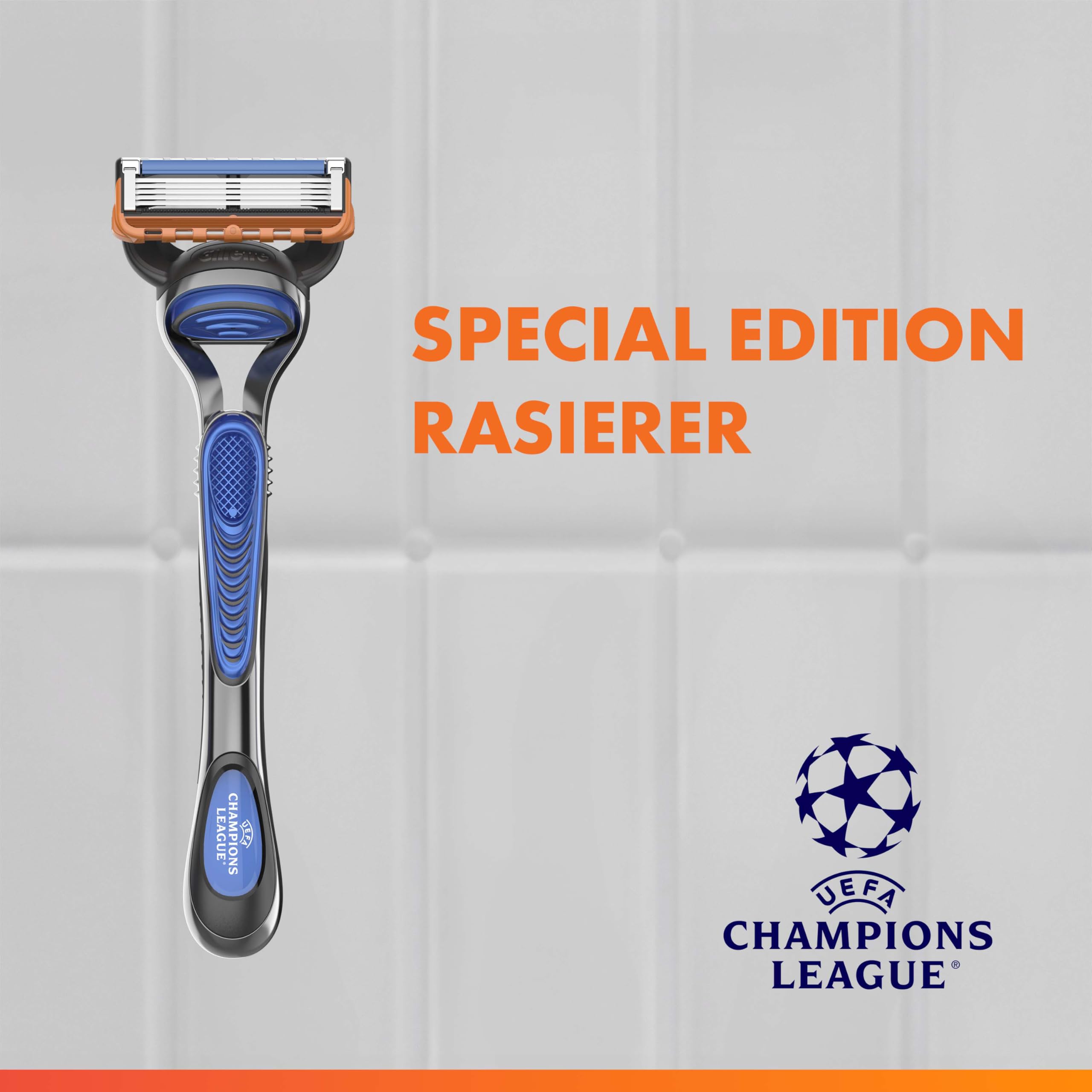 Gillette Fusion5 Rasierer Herren UEFA Champions League Special Edition 12 Ersatzklingen 5 Klingen Blau