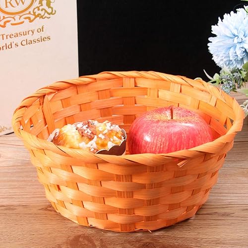 Miniatura 5 de BESPORTBLE 1pc Cuenco de mimbre natural para niños, aperitivos de mimbre, cesta de flores de ratán decorativo, cesta de Pascua, cesta de huevos,