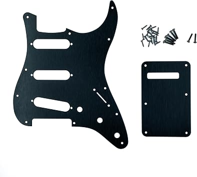 Pickguard for Stratocaster Electric Guitars, Black Anodized, Backplate and Matching Screws included, 1 Unit