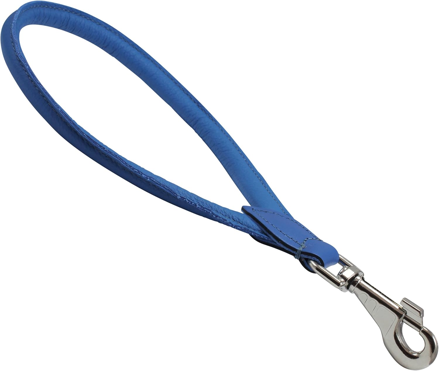 Round Genuine Rolled Leather Dog Short Traffic Leash 13" Long 1/2" Diam Lead (Blue), Large - Image 4