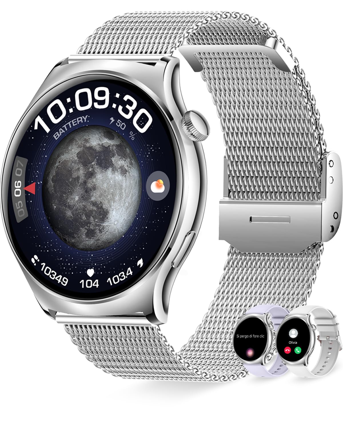 Smartwatch z systemem iOS Android monitor snu, zegarek na rękę, srebrny