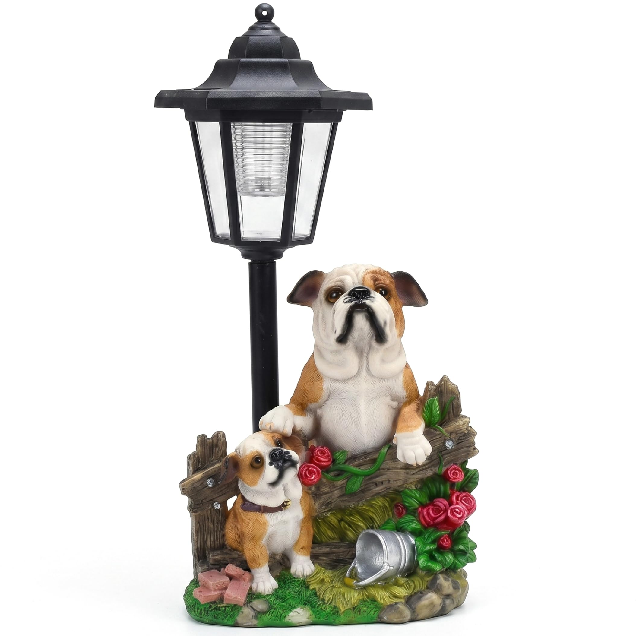 Monwssoe Solar Dog Statue Garden Decor, Weatherproof Resin Dog Statue with Solar LED Lights for Yard Lawn Patio Outside