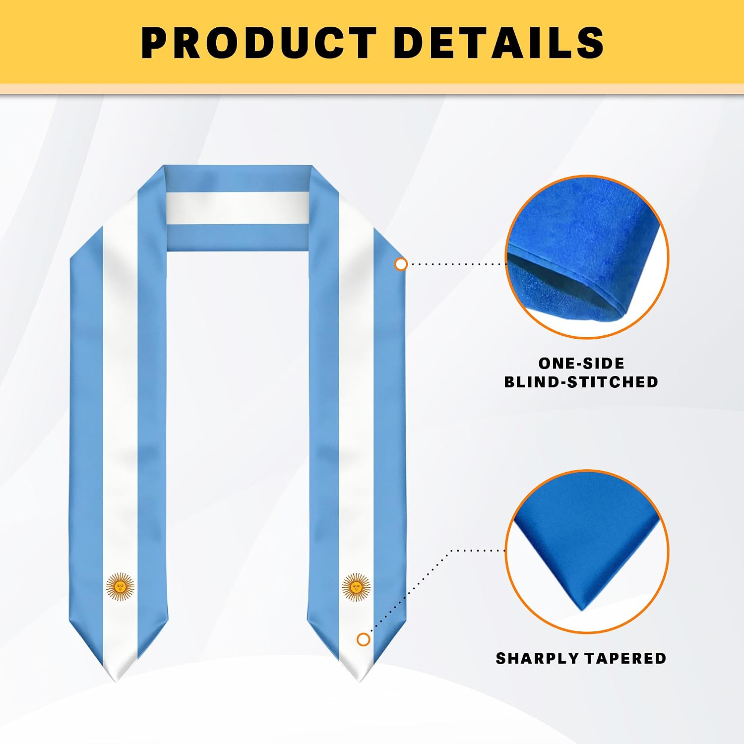 Argentina Flag Graduation Stole Graduation Sash Scarf for International Student Abroad Adult Unisex