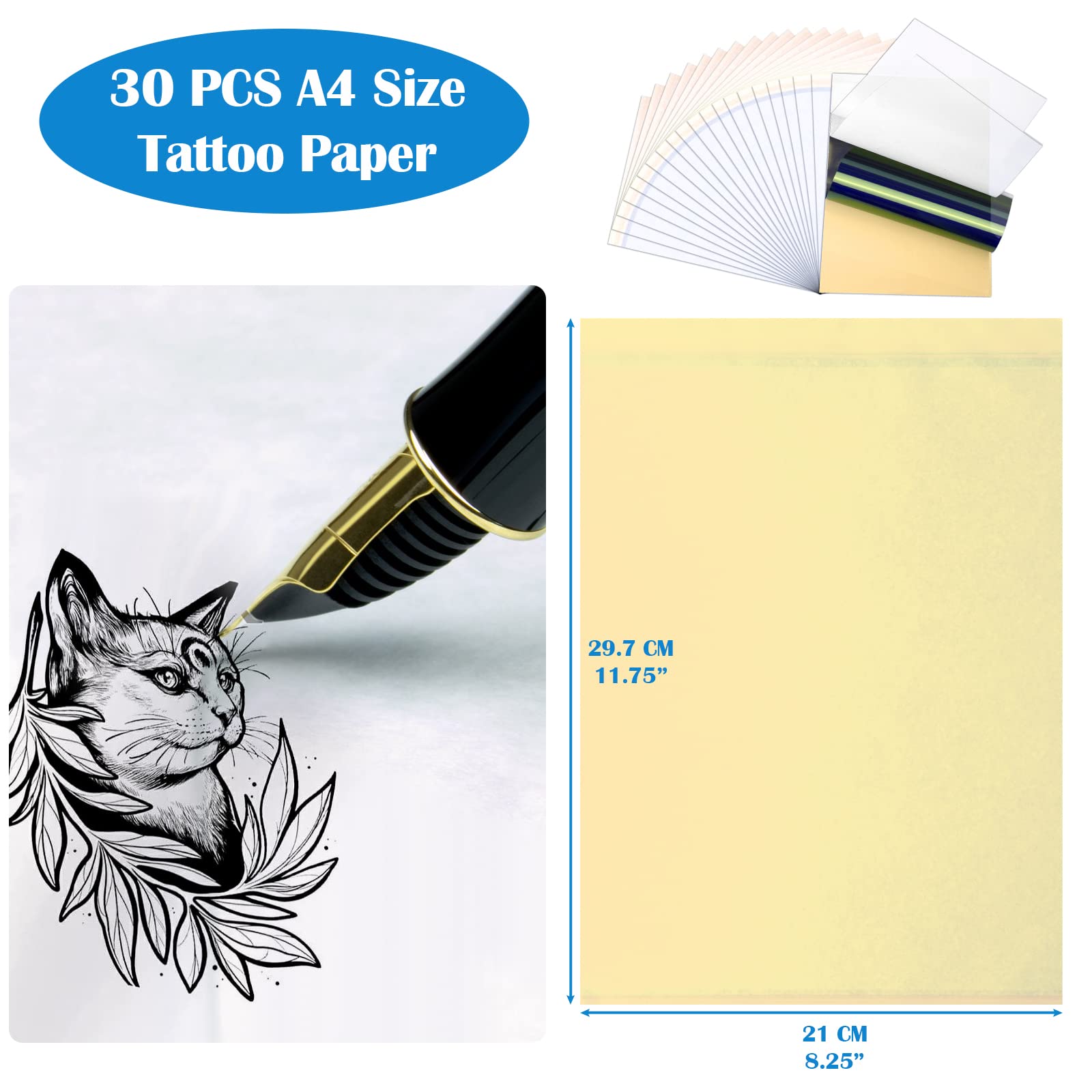 Tattoo Transferpapier – 25 Blätter A4, Zum Übertragen Von Tattoo-Vorlagen Auf Die Haut