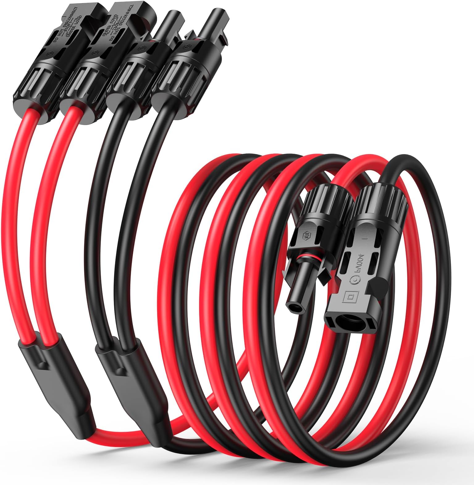 30A Y-Branch Solar Connectors 4.3FT 12AWG Extension Cable, Solar Cable Parallel Adaptor Solar Panel Wire in Pair with Female and Male Connectors for Solar Panel (1*M/FF+1*F/MM)