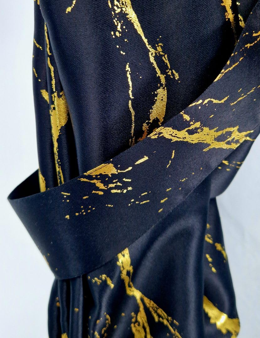 John Aird Pair Of Tie Backs Gold Foil Marble Effect On Black Fabirc (Black/Gold, Pair Of Tie Backs) — image 1
