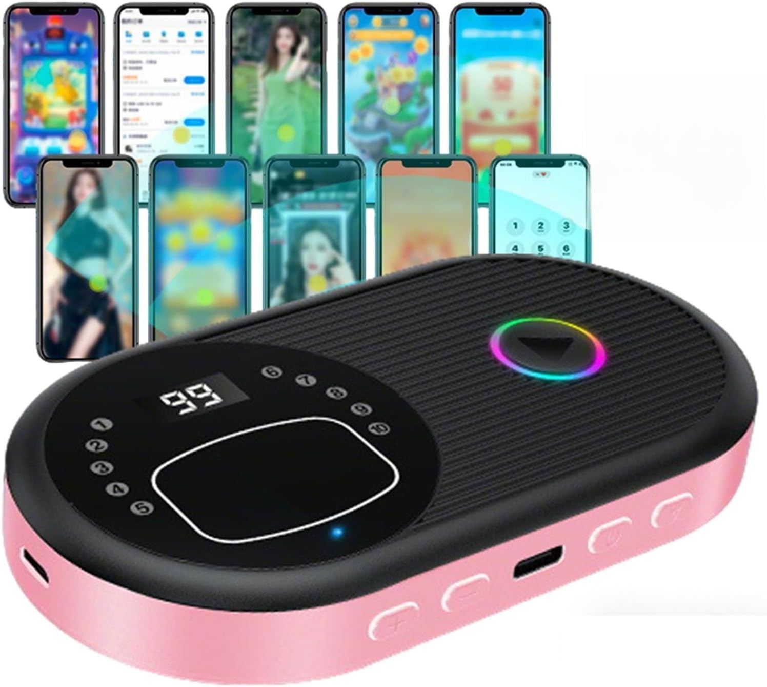 Auto Clicker for Smartphone, Continuous Screen Tapper with 199 Adjustable Speed, Silent Wireless Screen Clickers for Live Broadcasts Likes, Gaming, Repetitive Task, Purchases (B1, 1 Host 10 Devices)