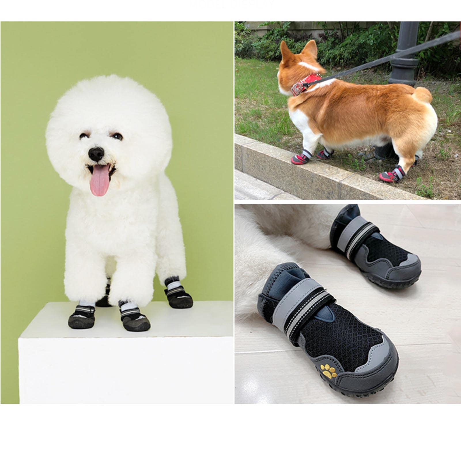 JUSHZ Hundeschuhe Wasserdicht Pfotenschutz Dog Shoes Hund Schuhe Für Große Hunde Atmungsaktiv Puppy 4er-Set Laufschuhe Haustiere Sommer Atmungsaktiv Verschleißfest rutschfest (2,Blue)