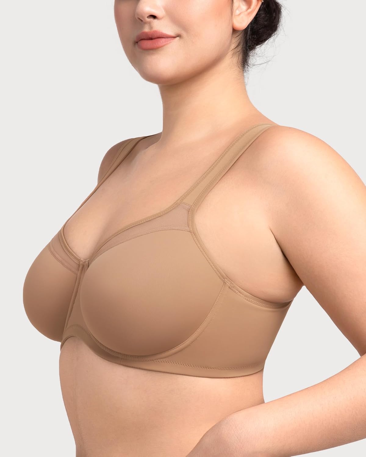 HSIA Bras for Women Minimizer, Full Coverage Plus Size Tshirt Convertible Bra, Unlined Underwire Seamless Cups with Mesh - Image 3