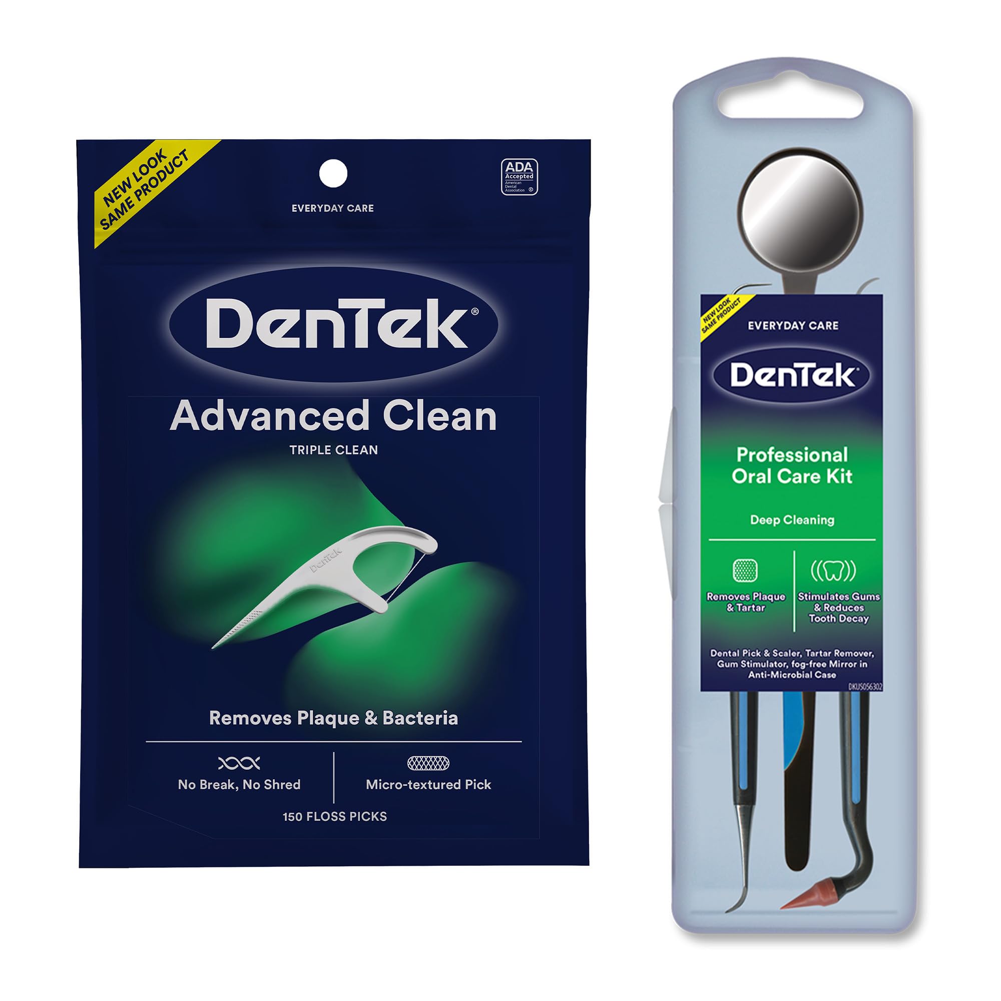 DenTek Professional Oral Care Kit with DenTek Triple Clean Advanced Clean Floss Picks, No Break & No Shred Floss, 150 Count