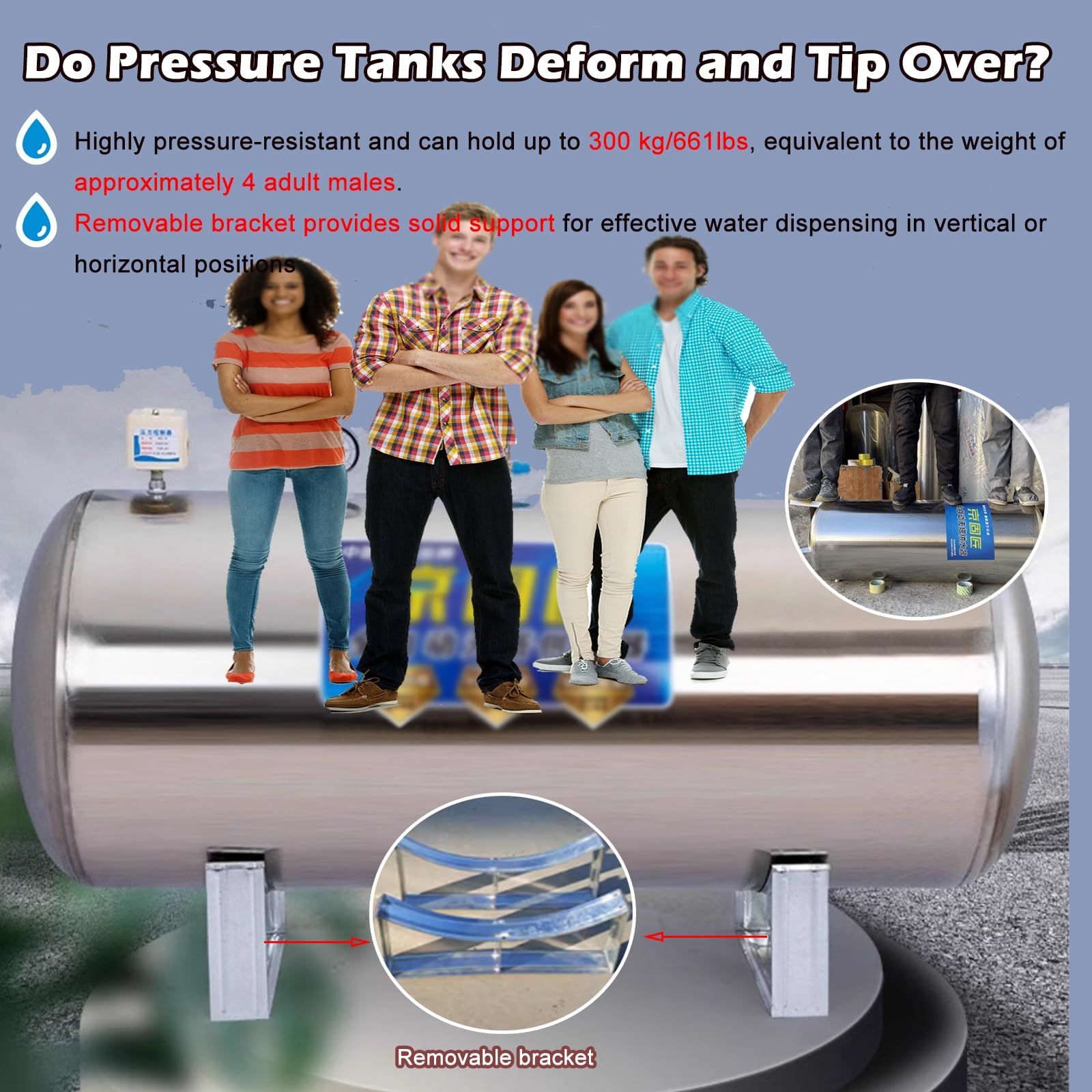 Tanque De PresióN De Pozo Tanque De Presión Para Sistemas De Agua, Tanque De Agua Presurizado Para Jardín, Tanques De Recipientes A Presión Con Válvula De Liberación De Aire(66Gal/250L)