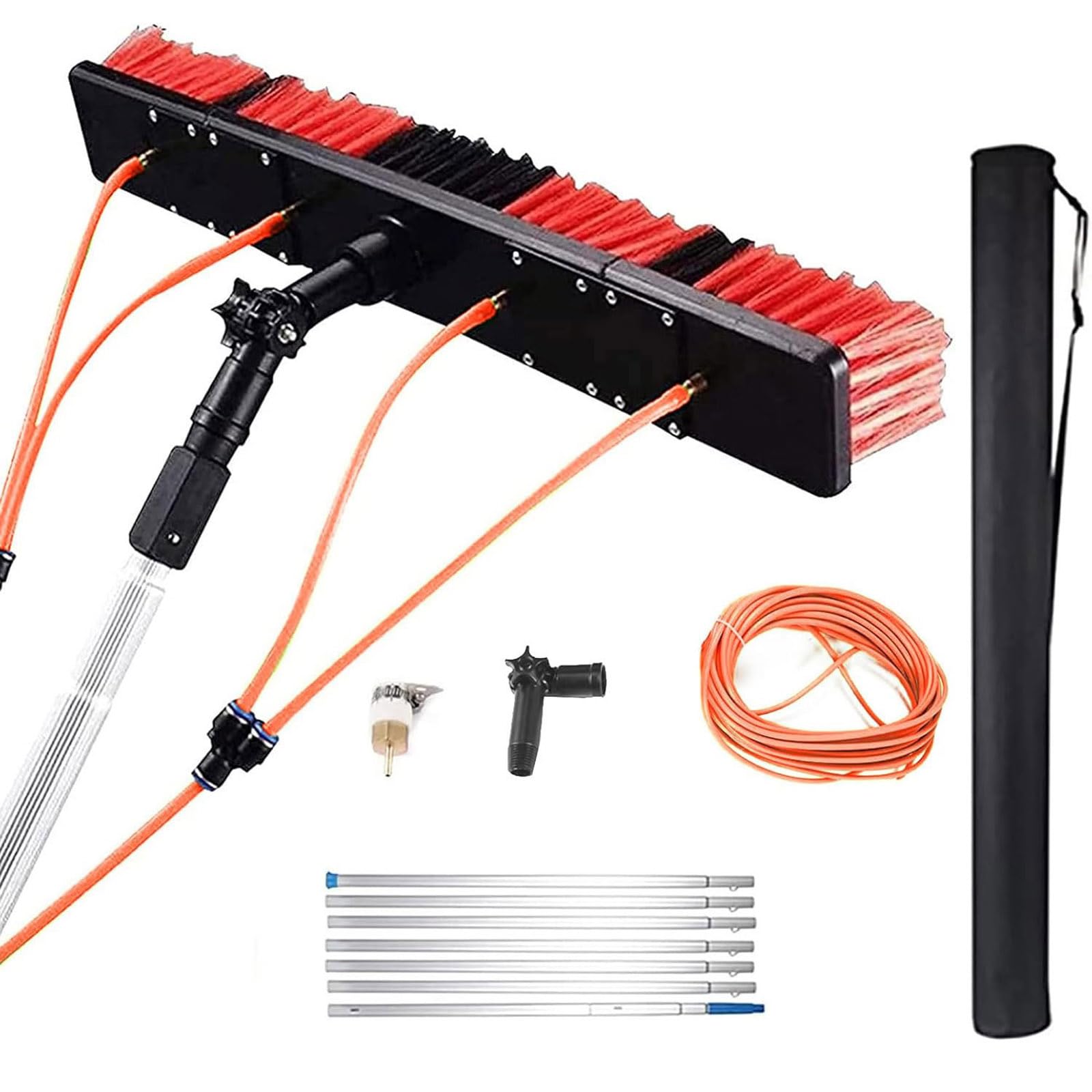HYLWSXVP Window Cleaning Pole with 55cm Water Fed Brush 7M Reach for Solar Panel & Photovoltaic Cleaning Versatile Outdoor Window & Solar Cleaner Tool
